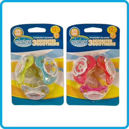 Picture of 3 Decorated Standard Soothers 12m+