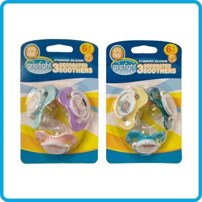 Picture of 3 Decorated Standard Soothers 6m+