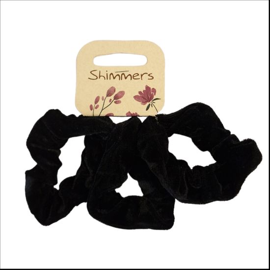 Picture of Shimmers - 3pk Black Velvet Scrunchies