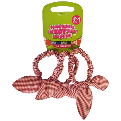 Picture of ICB - SCHOOL 3pk Gingham Bow Scrunchies