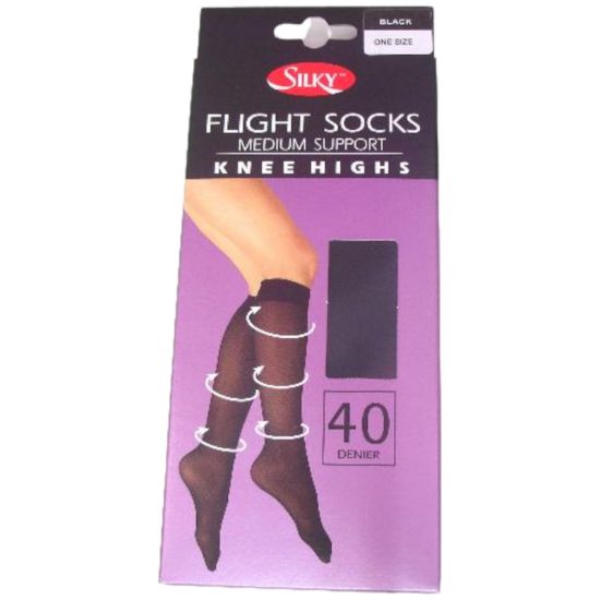 Picture of Flight Socks Med Support Knee High - Blk
