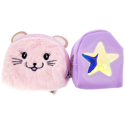 Picture of Fur Cat Face and Star PVC Coin Purses
