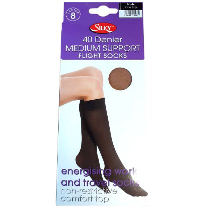 Picture of Flight Socks Med Support Knee High- Nude