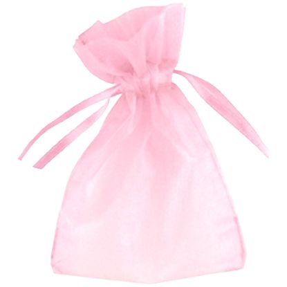 Picture of Organza Gift Bags, pink & white 10x14cm