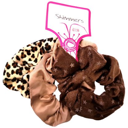 Picture of Shimmers - 3pk Leopard/Brown Scrunchies