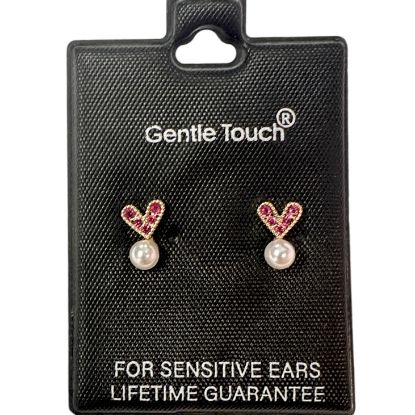 Picture of 076 Gentle Touch - Heart Pearl Earrings