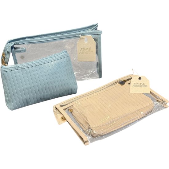 Picture of 2 in 1 Cosmetic Bag - Duck Egg & Beige