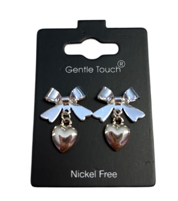 Picture of 068 Gentle Touch - Bow/Heart Earrings