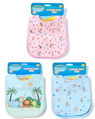 Picture of Griptight 3 Pack Printed Bibs ZERO VAT