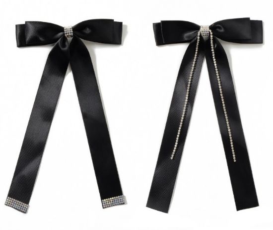 Picture of Shimmers - Black & Crystal Bow Barrette
