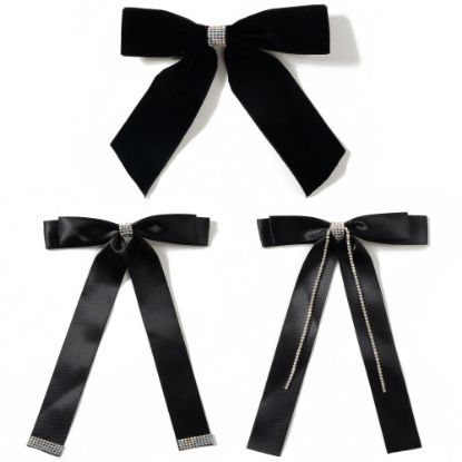 Picture of Shimmers - Black & Crystal Bow Barrette