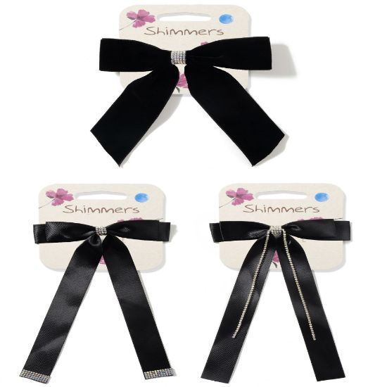Picture of Shimmers - Black & Crystal Bow Barrette