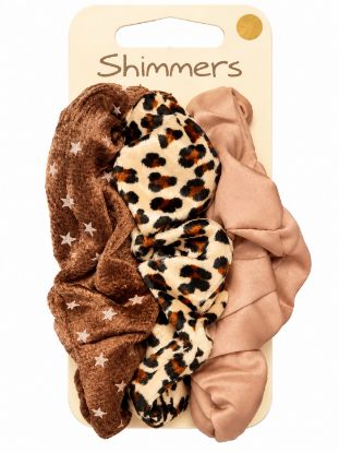 Picture of Shimmers - 3pk Leopard/Brown Scrunchies