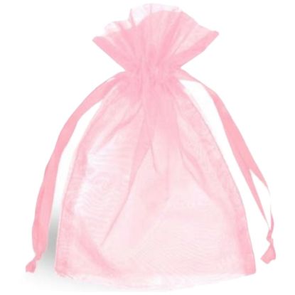 Picture of Organza Gift Bags pink & white 10x8 cm