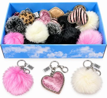 Picture of Assorted Keyrings in Tray Pom Pom