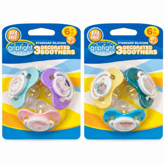 Picture of 3 Decorated Standard Soothers 6m+